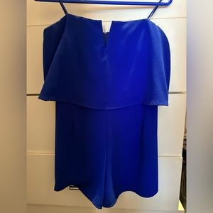 Flattering navy strapless romper